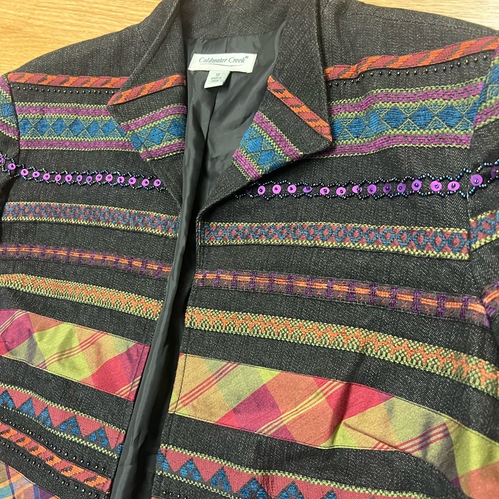 Coldwater Creek Multicolor Striped Women's Blazer Sz 12 - Picture 6 of 7